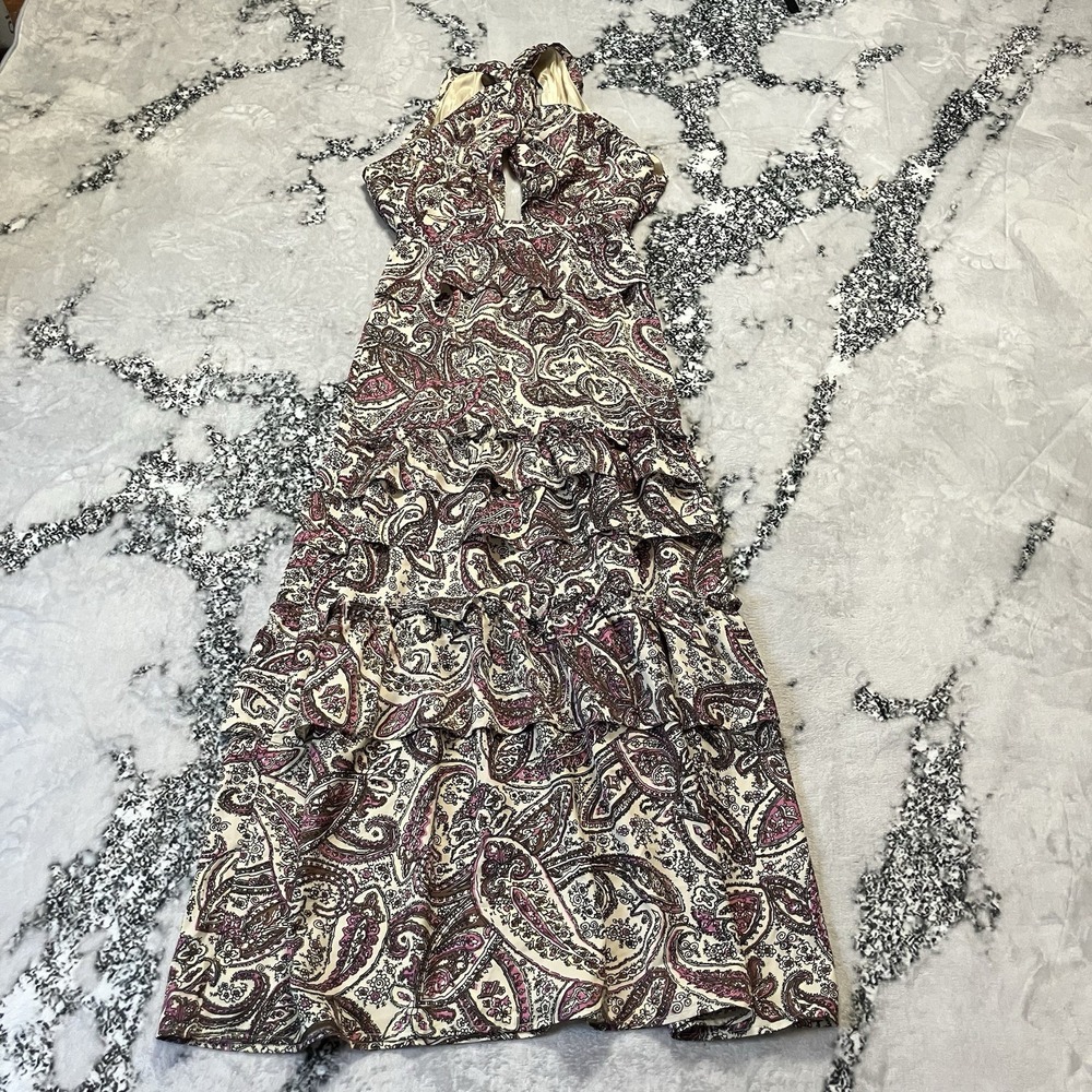 Outerknown Dress Womens Size Small Rosewater Bailey Halter‎ Maxi Ruffle Tiered